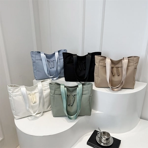 Women Large Capacity Commuter Tote Bag Minimalist Fashion Solid Color PU Shoulder Bag Lightweight Casual Work Handbag With Pockets