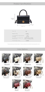 Detailed size chart and multi-color options for the retro PU crossbody messenger bag
