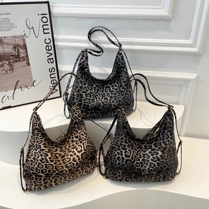Hobo Bag Leopard Print PU Leather Large Capacity Tote For Women Streetwear Fashion Spring