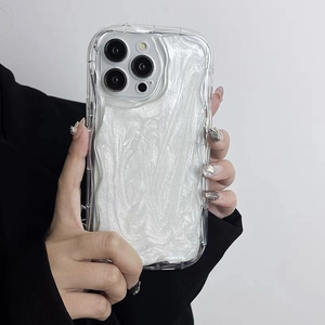 Pearlescent white wave pattern phone case for iPhone 17 Pro Max with anti-drop protection