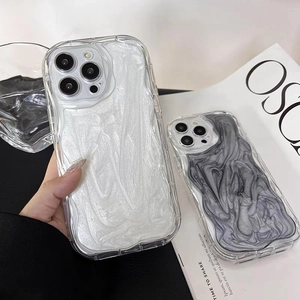 Elegant wave texture iPhone case with glitter finish and shockproof full protection