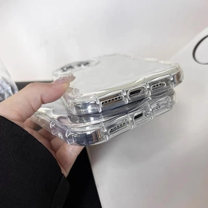 Detailed view of precision cutouts for charging port and speaker on wave-edge phone case