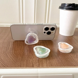 Chic marble pattern expanding phone grip stand with pearl trim in multiple colors