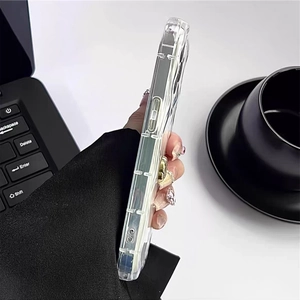 Glitzer-Epoxid-Handyhülle mit Perlenkette und verstärkten Schutzkanten für iPhone