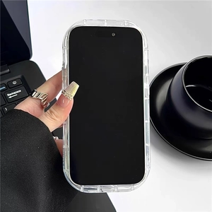 Detailaufnahme der klaren 3D-Gitterstruktur Handyhülle mit Rundumschutz für iPhone