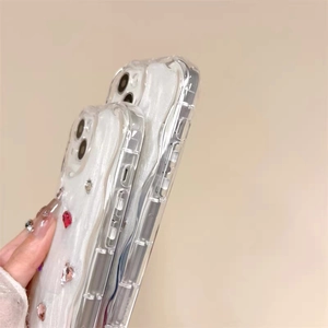 Close-up of luxury rhinestone phone case featuring thickened anti-drop airbag side bumper