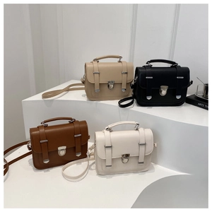 Mini borse a tracolla quadrate retrò in kaki, nero, marrone e bianco crema