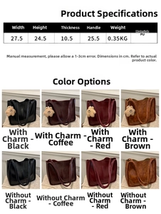 Tableau des tailles et options de couleurs pour le grand sac fourre-tout en cuir PU