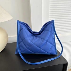 Women Quilted Rhombic Stitching Tote Bag Padded Puffer Oxford Cloth Shoulder Crossbody Bag Casual Daily Solid Color Purse