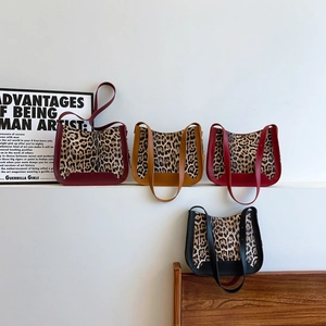 Women Retro Leopard Print Underarm Shoulder Bag PU Leather Spliced Vintage Streetwear Minimalist Daily Commuting Hobo Bag