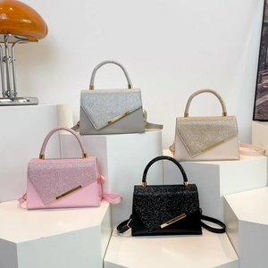 Rhinestone Flap Crossbody Bag PU Leather Glitter Shoulder Handbag With Top Handle And Adjustable Strap Elegant Trendy Women