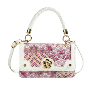 Sac à main patchwork tendance avec serrure fleur de prunier et motif jacquard
