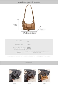 Detailed dimension guide and color options for the large PU leather underarm bag