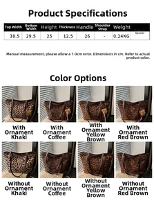 Guide des tailles pour grand sac cabas léopard avec dimensions et quatre coloris