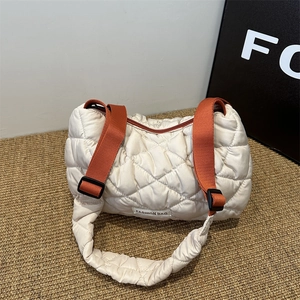 Fashion Women Puffer Shoulder Bag Quilted Diamond Nylon Crossbody Casual Winter Large Capacity