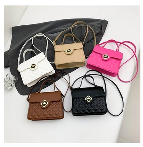 Detailed set of quilted crossbody bags in five colors with floral metal twist locks