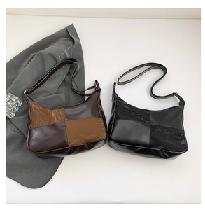 Minimalist half-moon tote bags with textured PU leather and stylish contrast stitching