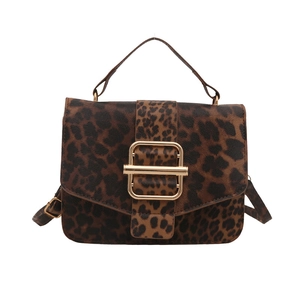 Sac à main léopard élégant avec boucle dorée et bandoulière amovible pour femme