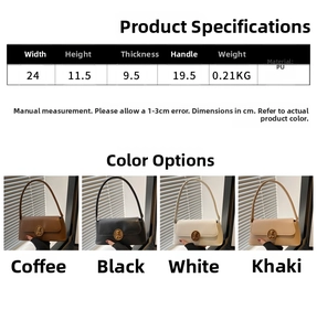 Detailed size specifications for the vintage PU leather shoulder bag with dimensions