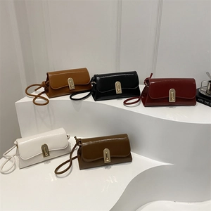 Chic patent leather crossbody small square bag with metal clasp and rope strap in five colors