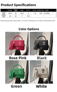 Size chart and color display for skull print PU leather flap crossbody bag with dimensions