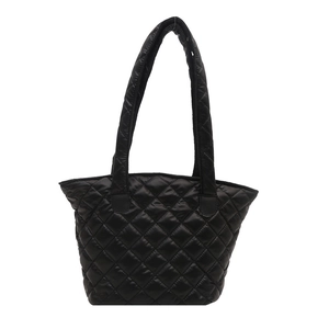Sac fourre-tout matelassé noir pour femme avec motif en losange et grande capacité