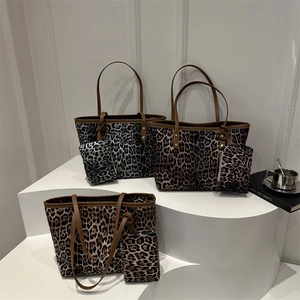 Grote Capaciteit Luipaardprint Tote Bag En Bijpassend Tasje PU Lederen Schoudertas Mode Voor Dames