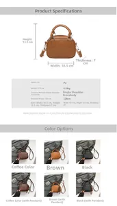 Detailed size chart and multi-color view of minimalist PU leather bowling bag