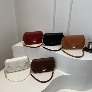 Classic rectangular leather shoulder bags with gold hardware in five assorted colors
