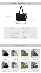 Detailed size and dimension specs for large corduroy tote bag showing 30cm width