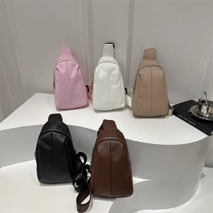Minimalist PU Leather Chest Bag Solid Color Crossbody Sling Bag For Women Fashion Casual Commute With Adjustable Strap