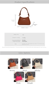 Detail specifications and color chart for retro floral embossed PU shoulder bag
