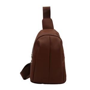 Women's brown casual chest bag with adjustable strap and smooth matte finish