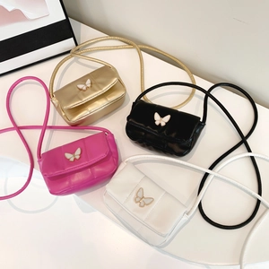 Mini Sac Bandoulière Papillon Similicuir Matelassé Rabat Sac Sous Les Bras Pour Femmes Style Doux Élégant