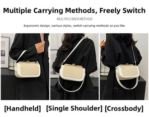 Détail d'un sac à main beige tissé montrant les styles porté main, épaule et bandoulière