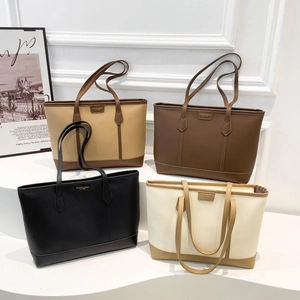 Kontrastfarben Patchwork Tragetasche Für Damen PU Leder Große Kapazität Schultertasche Einfache Pendeln Unterarmtasche Handtasche