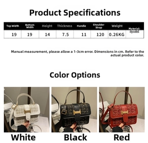 Detailed size chart and dimensions of the quilted tweed crossbody bag with H buckle