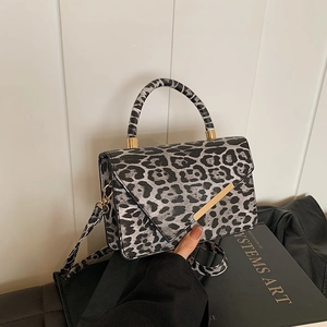 Sac à bandoulière léopard moderne avec bordure dorée et sangle amovible