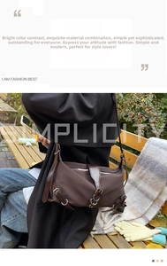 Close-up of a dark brown nylon crossbody bag with leather trim and metal buckle detail