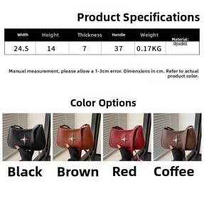 Tableau des tailles et dimensions pour le sac à bandoulière avec décorations étoiles