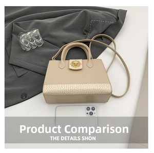 Detail of retro gold clasp and textured animal print on a chic beige crossbody bag