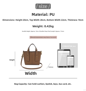 Guide des tailles détaillé et tableau de capacité pour ce sac à main chic en cuir PU