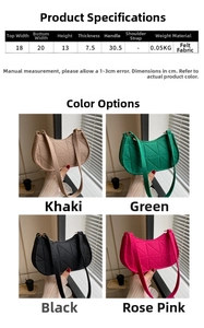 Detailed size chart and dimensions table for felt shoulder bag with four color options