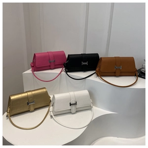 Fashionable crocodile pattern crossbody bags with silver H buckle in five assorted colors
