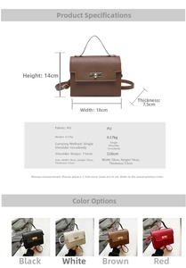 Detailed infographic of the PU leather crossbody bag showing dimensions and specifications