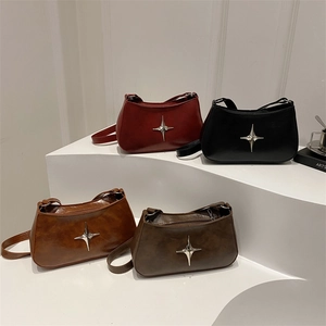 Sac À Épaule Sous L'Aisselle Vintage En Cuir PU Pour Femmes Avec Boucle Étoile En Métal Grande Capacité Style Urbain