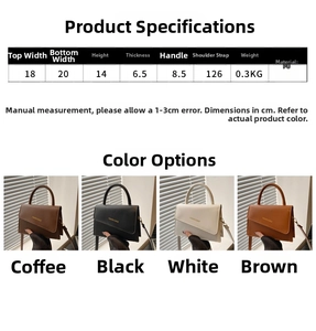 Paramètres de taille détaillés pour sac à main minimaliste en similicuir de 20cm