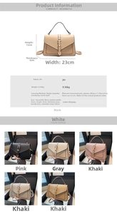 Detailed size chart and dimensions for the vintage PU leather crossbody square bag