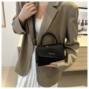 Petit sac à bandoulière en cuir noir mat minimaliste avec détails dorés élégants