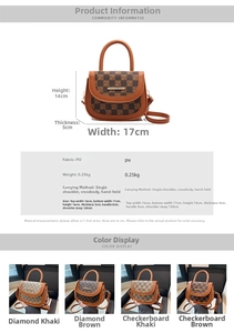 Detailed size specifications for the vintage rhombic pattern PU crossbody bag